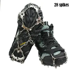 28 Spikes Eisklauen Schneetraktions-Klauen für Wandern Winter Outdoor Anti-Rutsch-Klampen Eisklauen für Wandern Schneestiefel Schuhe