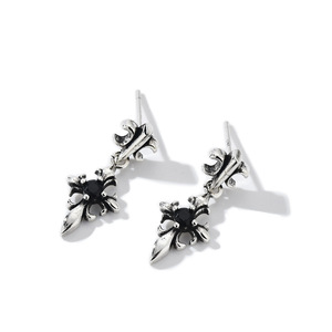 Cross Scout Flower S925 <b>Sterling</b> <b>Silver</b> <b>Stud</b> Earrings Vintage Distressed European American Light Luxury Men Women Style - Product Image 3