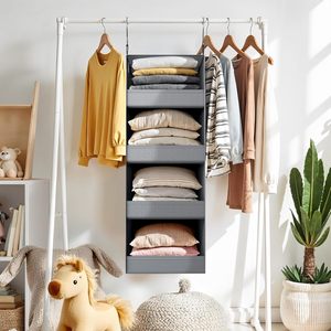 4-<b>Shelf</b> Hanging Organizer 33x15x85cm Foldable Fabric Closet Storage For Bedroom Clothing - Product Image 2