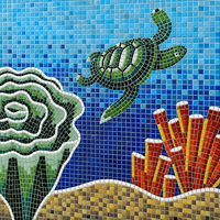 Mosaïque de verre personnalisée haut de gamme, murale sur mesure, design monde sous-marin pour parcs aquatiques, centres de villégiature, stades, piscines, murs décoratifs intérieurs