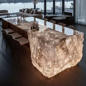 Îlot de bar en résine cristalline, design pierre brute, décoration intérieure, table lumineuse, élément d'intérieur de luxe, personnalisable, tendance mode - Product Image 2