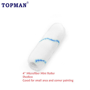Topman 4 Inch Chất Lượng Cao Microfibre Sơn Con Lăn Tốt Nhất Lint-Miễn Phí Chất Liệu Với Màu Trắng Với Màu Xanh Sọc - Product Image 5