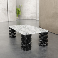 Table basse rectangulaire en marbre avec pieds empilés, design artistique, pour salon – Collection Dream Home