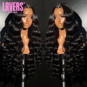 Pelucas sin Pegamento, Cabello Humano Brasileño, Pelucas con Frente de Encaje HD para Mujeres Afroamericanas, Ondulado, Cabello Humano Virgen, Peluca con Frente de Encaje - Product Image 1