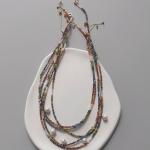 Gemma colorata naturale con <span class=keywords><strong>collana</strong></span> <span class=keywords><strong>di</strong></span> <span class=keywords><strong>perle</strong></span> <span class=keywords><strong>akoya</strong></span> d'acqua dolce da donna - Product Image 2