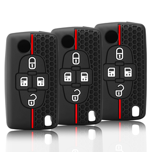 Housse de protection en silicone pour <span class=keywords><strong>clé</strong></span> de voiture, pour <span class=keywords><strong>Peugeot</strong></span> <span class=keywords><strong>1007</strong></span> 807, pour citroën C8, 4 boutons pliables - Product Image 6