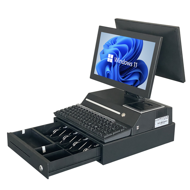 Jesen Dual Screen Till Old ECR Cash Register Cheap Point of Sale Cash Register With Keyboard 8 Digits LED Display POS Machine