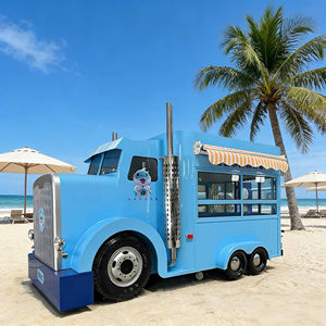 Camión de Comida Comercial Inspirado en un Camión de Carga, con Toldo Rayado para Helados, Aperitivos en Parques al Aire Libre, Construcción de Acero Inoxidable 4 - Product Image 3