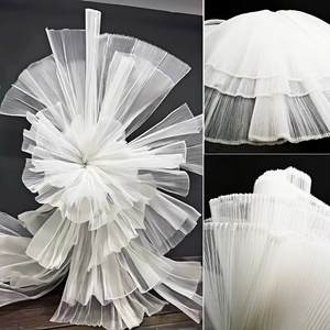 Dekorasi adegan pernikahan latar belakang aula perjamuan desain baru Organza berlipat kaku Aksesori kain Tulle keras - Product Image 2