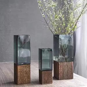 Drop Verzending Light Luxe Nordic Glazen Vaas Combinatie Bloemen Bloemstuk Decoratie Decoratieve Papier Glas Bloemenvaas