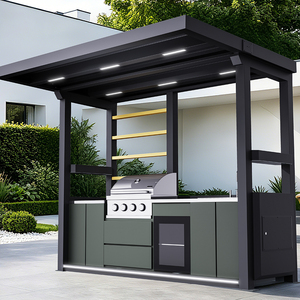 Robuuste 304 roestvrijstalen buitenkeuken BBQ-eiland modulaire kastenset met elektrische grill en spoelbak voor moderne tuin - Product Image 1