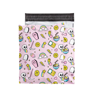 Sacs de livraison personnalisés colorés et amusants en PE vierge, imperméables, avec poignées, pour la livraison e-commerce - Product Image 1