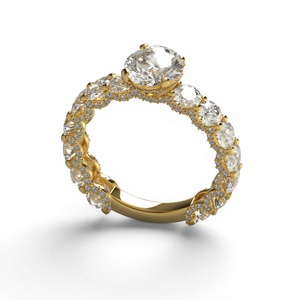 Graduated Round <b>Diamond</b> <b>Ring</b> 18K Gold Plated Shared Prong Eternity Band Engagement <b>Ring</b> Band Fine Jewelry Gift for Women - Product Image 2