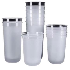 Vasos de Plástico de Pared Simple de 12oz, 16oz y 24oz, 90mm, con Logotipo Personalizado, Impresión de Serigrafía, con Tapas - Product Image 1