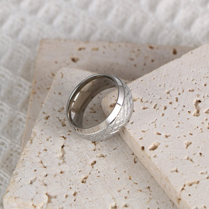 Japanese Korean Style <b>Titanium</b> Steel <b>Ring</b> Geometric Plaid Design Unisex Gift Jewelry SA481 - Product Image 1