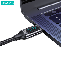 USAMS kabel pengisi daya Data pengisian cepat, daya tampilan waktu nyata 100 M Pd 1.2 w