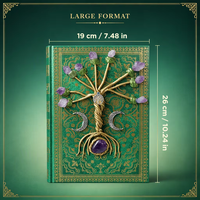 Carnet d'art populaire gravé en forme de cœur en améthyste, cristal de guérison, Livre de magie de la vie verte, Grande taille, Artisanat en cristal