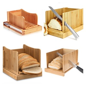 Bamboo <b>Bread</b> Cutter With Drawer And <b>Knife</b> Square Shape For Toast Slicing Kitchen Accessory - Product Image 1