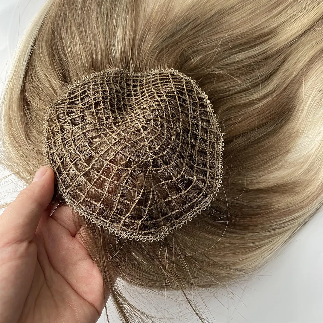 2024 New Trend Topper with Fishnet Wholesale Hair Extensions Virgin Cuticle Human Hair Pre Plucked Hair Topper for Women