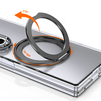 Étui de téléphone magnétique transparent avec support rotatif en métal pour Samsung Galaxy Z Fold 8 Ultra 7 avec protection d'écran