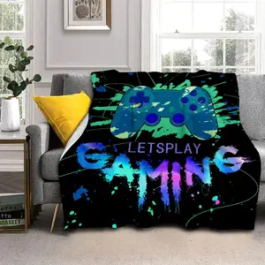 Gaming Sherpa Blanket Fleece Boys Girls Throw Blanket Gamepad For Kids Sherpa Bedding Super Fluffy Blanket For Winter