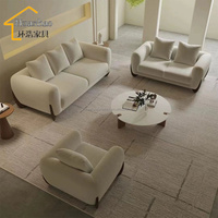 Sofá Seccional de Alta Calidad para Sala de Estar, Diseño Nórdico, Tela Bouclé, 3 2 1 Plazas, Base de Madera, Sofá Esquinero Tipo Cama para Villa