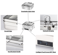 LIYUNDA Réchaud de Buffet Électrique de Luxe, Ensemble Chauffe-Plats en Acier Inoxydable 304 Poli Miroir pour Événements