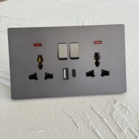 Prise murale double UK 13A universelle 250V, panneau PC fin blanc, chargeur USB-A/C, style moderne durable pour la maison et le bureau