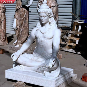 YOUFINE Handgeschnitzte Weiße Marmor Lord Shiva Statue für Außenbereich Tempel Garten Spirituelle Dekoration - Product Image 2