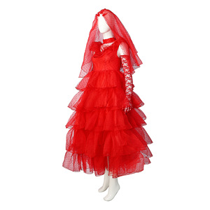 Estilo Vintage Lydia Vestido de novia rojo Traje de Carnaval de Halloween para películas y TV Trajes de disfraces de cosplay - Product Image 4