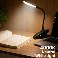 Lampe de lecture LED pour livre, lampe de table, protection des yeux, lampe de bureau réglable à clipser, flexible, pour étude, chambre à coucher, lecture, avec batterie