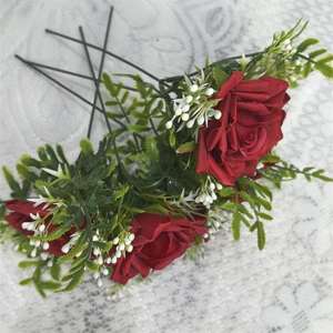 ช่อดอกไม้ประดิษฐ์ DIY สำหรับตกแต่งโต๊ะวันเกิด กิ่งดอกกุหลาบพลาสติกสั้น - Product Image 2