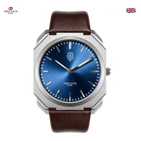 Montre de luxe pour homme PRECIOUS DUKE, mouvement à quartz, boîtier en alliage de zinc, bracelet en cuir 20 mm, résistance à l'eau 3 ATM, 38 mm, élégance et charme.