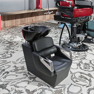 Sillón de Lavado de <span class=keywords><strong>Cabello</strong></span> COBRIS XI-61 Personalizado, Moderno, con Lavabo de Cerámica, Reposapiés Ajustable y Resistente, <span class=keywords><strong>para</strong></span> Salón de Belleza, Sauna y Barbería - Product Image 4