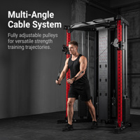 Rack de musculation multifonctionnel avec système de poulies double réglable et pile de poids intégrée pour entraînement complet du corps
