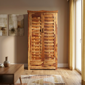 Armario de madera estilo vintage / Almirah con 2 cajones y puerta, organizador de tela hecho a mano para dormitorio, hotel, casa de campo, sala de estar - Product Image 3