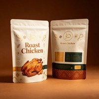 Sachet personnalisé imprimé pour poulet rôti, pochette verticale micro-ondable avec fermeture éclair, emballage alimentaire pour poulet rôti sur grille