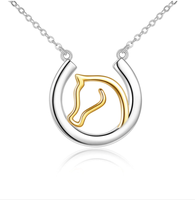 Collier fer à cheval en argent sterling 925 plaqué or 18 carats Bijoux de cheval pour mère femme
