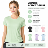 T-shirt de sport pour femme à manches courtes, col rond, coupe ajustée, séchage rapide, respirant, pour yoga et course à pied, design OEM