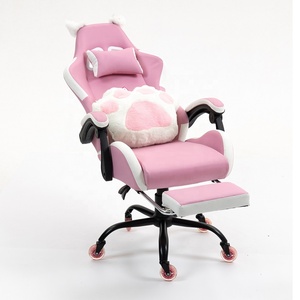 Coussin de massage pour les pieds en forme de patte de chat rose mignon, chaise de jeu pour joueurs avec repose-pieds - Product Image 2