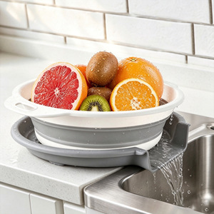 Foldable Drain Basket With Base Food Filter Collapsible <b>Colander</b> For Kitchen Use - Product Image 3