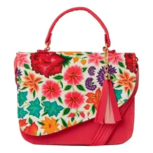 Bolso Bandolera de Cuero Fana Valerie Fiusha con Asa Única, Patrón Geométrico, Impermeable, Decoración con Borlas, para Uso Diario - Product Image 4