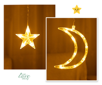 Décorations personnalisées pour l'Aïd Moubarak, lumières de Ramadan, lumières LED en forme de lune et d'étoile, rideau lumineux, lumières de fête