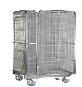 Chariot à 3 faces pour rangement de cargaison, conteneur pliable, en maille, à nylon, adapté aux entrepôts commerciaux - Product Image 4