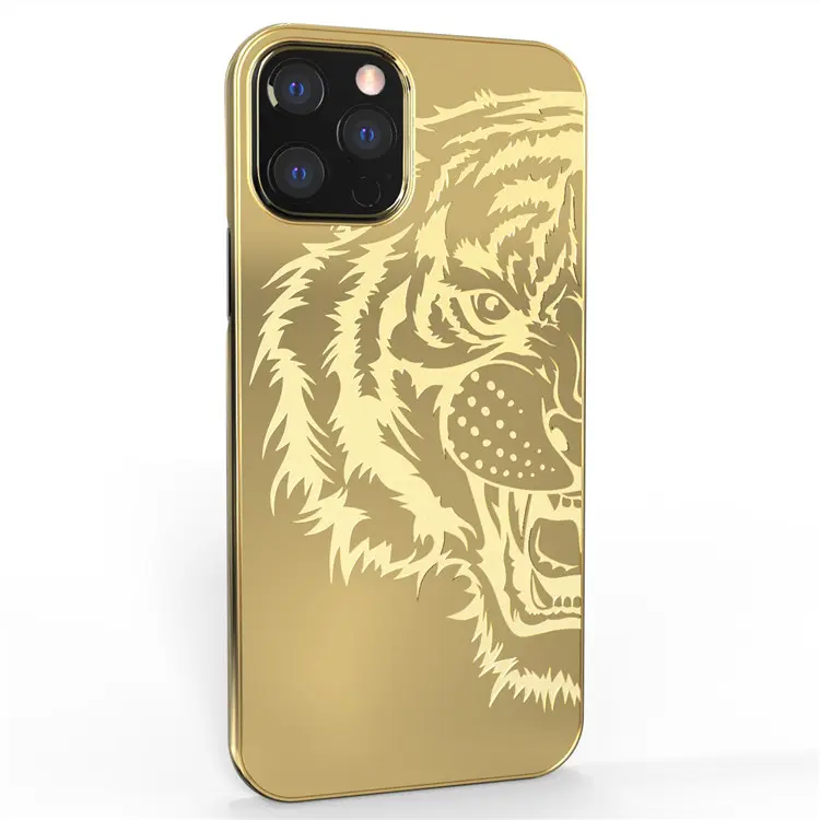 Luxury 24K Oem Iphone Gold Plated Case For Iphone 12 13 Pro Max Mirror Case With Icon