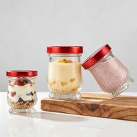 Bocal de conservation en verre Lotus de qualité supérieure avec bouchon à vis en métal rouge pour desserts frais, nid d'oiseau, ventre de poisson, miel et pouding
