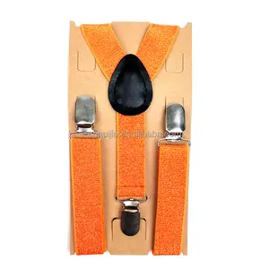 Wholesale Price 25mm Y-back Metal Adjustable Clip orange glitter elastic suspender for kids