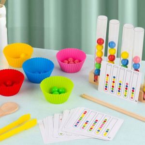 Actividades de Jardín de Infancia, Juguetes de Madera para Niños Preescolares, Cuentas de Madera, Tazones Arcoíris, Juguete Montessori de Madera, Juego de Contar y Combinar - Product Image 3