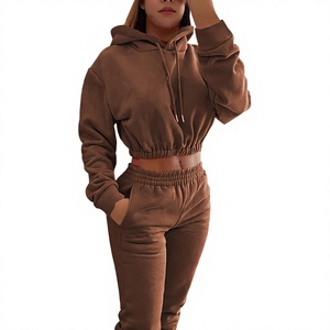 Conjunto Deportivo de Sudadera Corta y Pantalones Jogger para Mujer, Ropa Deportiva Informal, OEM Personalizado al por Mayor - Product Image 1