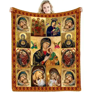 custom any design Virgin Mary Jesus Flannel Blanket Digital Printing Wholesale Jesus